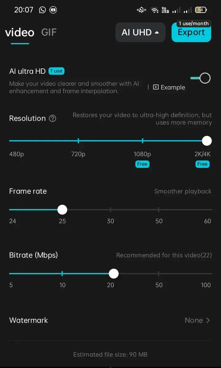 CapCut full HD Export